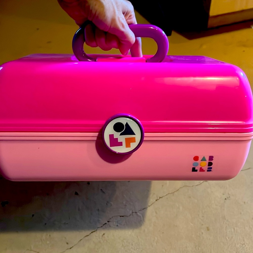 Vintage Caboodles California Hot Pink Make Up Case with Mirror Made in USA